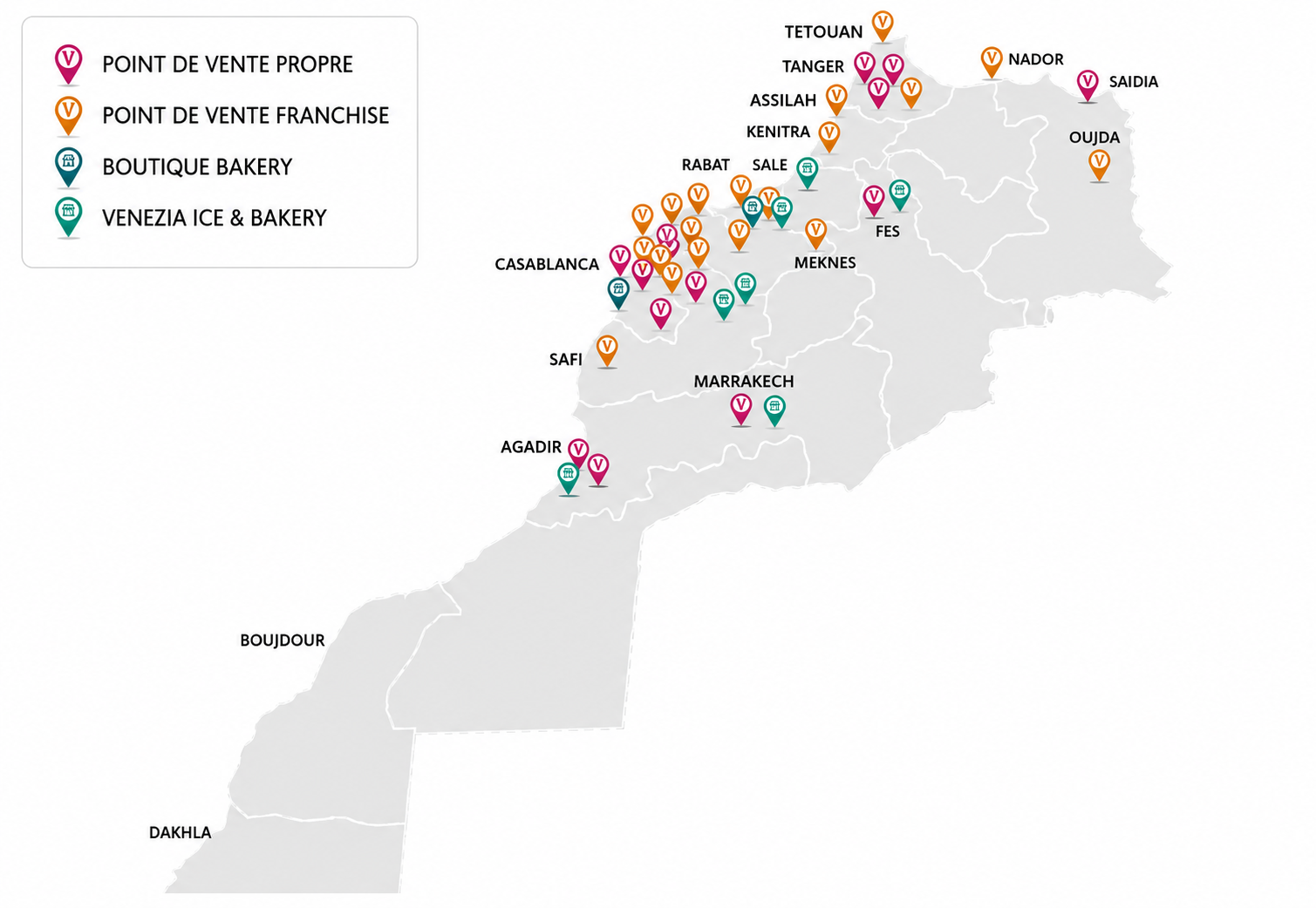 Carte des points de vente au Maroc